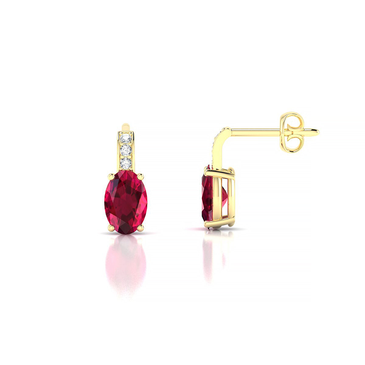 Exquisite | 18k Yellow Gold 6 x 4 mm Oval Ruby Earrings