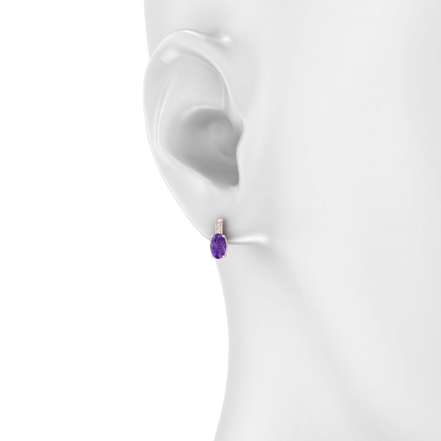 Exquisite | 18k Rose Gold 6 x 4 mm Oval Amethyst Earrings