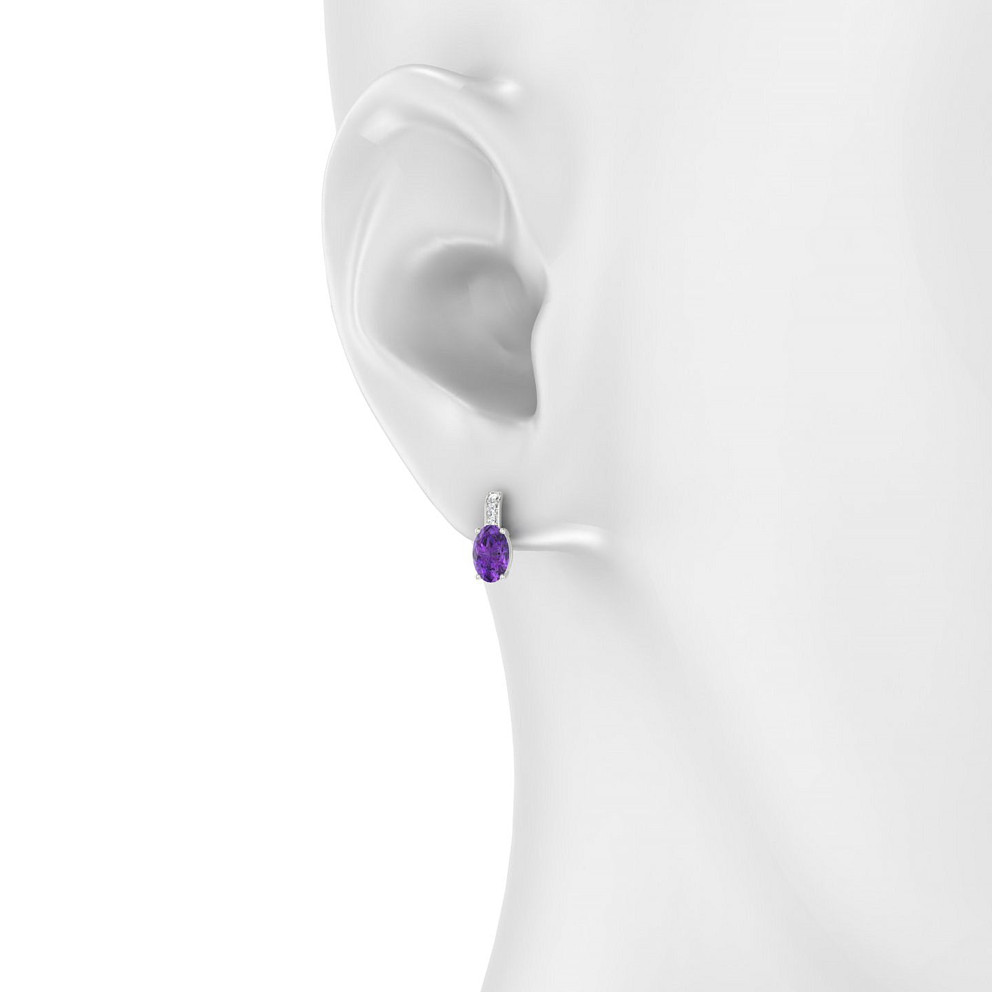 Exquisite | 18k White Gold 6 x 4 mm Oval Amethyst Earrings