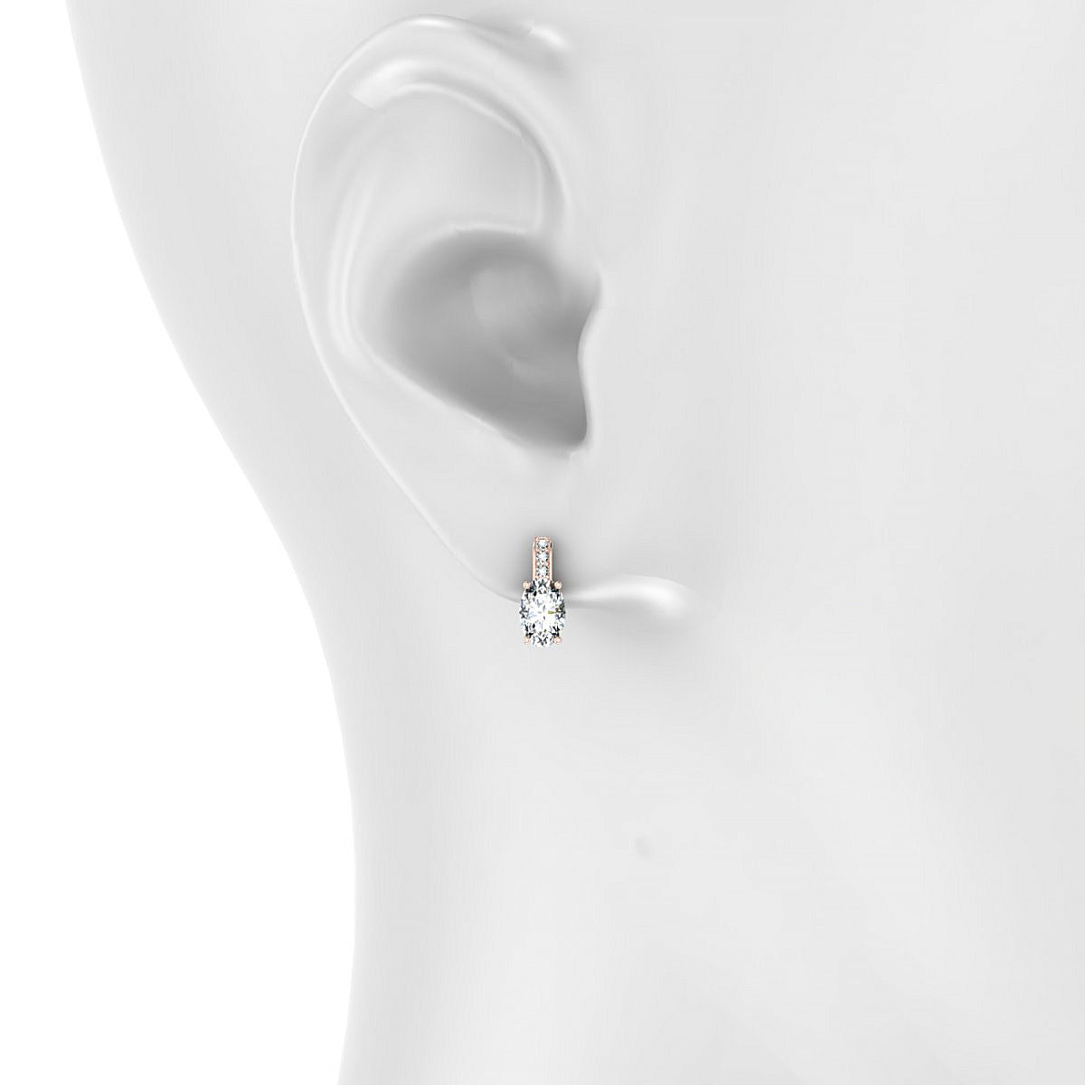 Exquisite | 18k Rose Gold 6 x 4 mm Oval Diamond Earrings