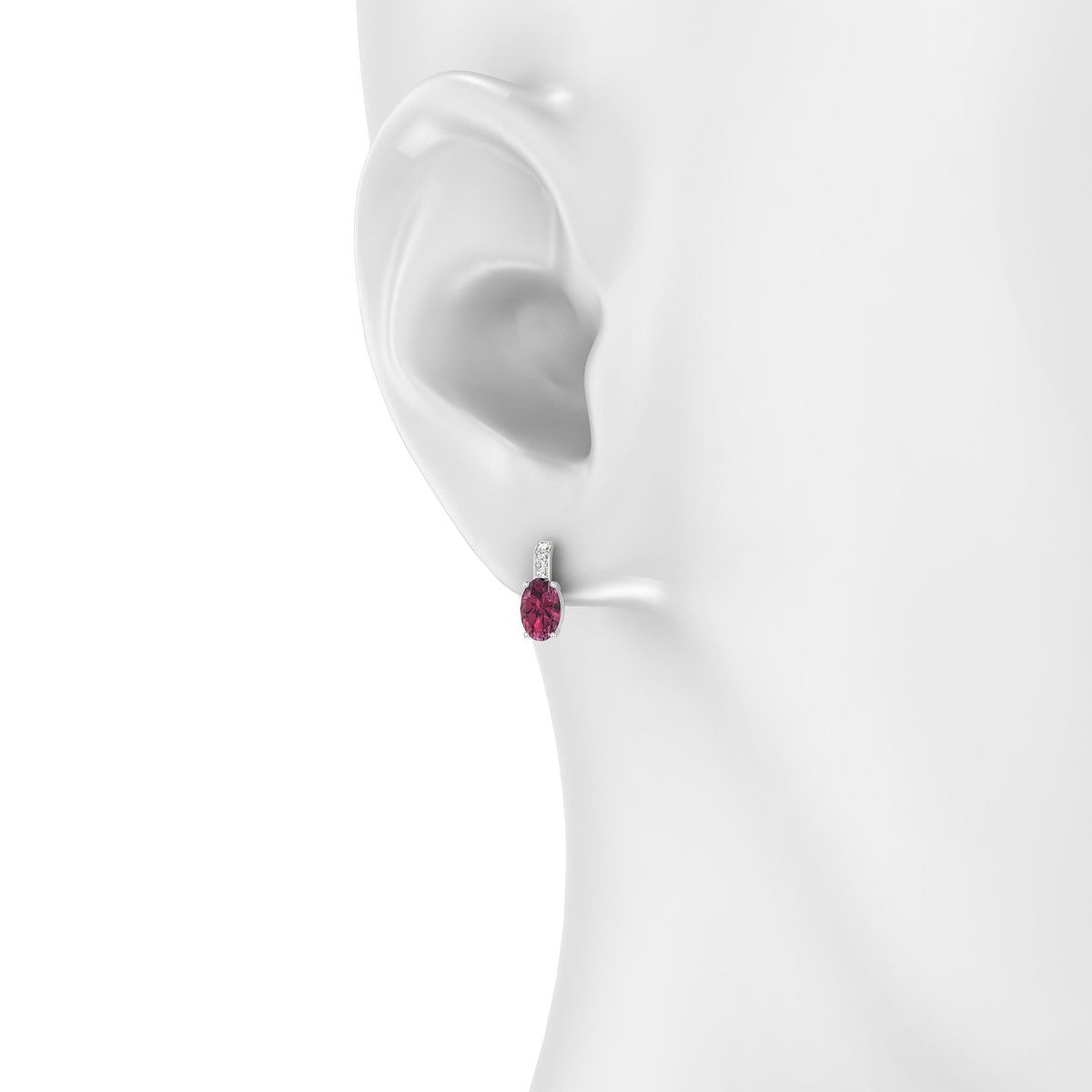 Exquisite | 18k White Gold 6 x 4 mm Oval Rhodolite Earrings