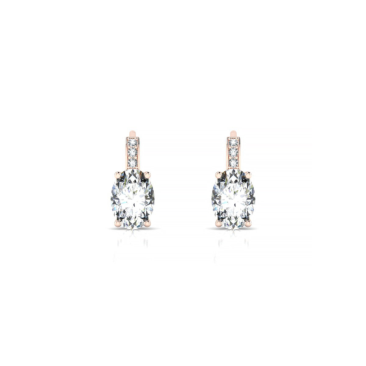 Exquisite | 18k Rose Gold 7 x 5 mm Oval Diamond Earrings