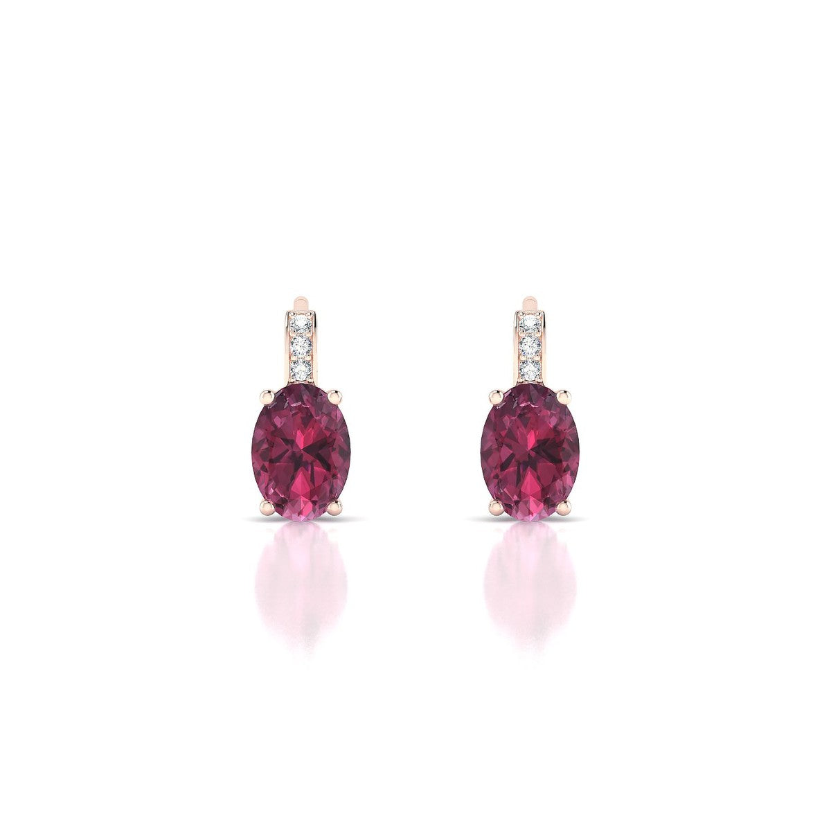 Exquisite | 18k Rose Gold 7 x 5 mm Oval Rhodolite Earrings