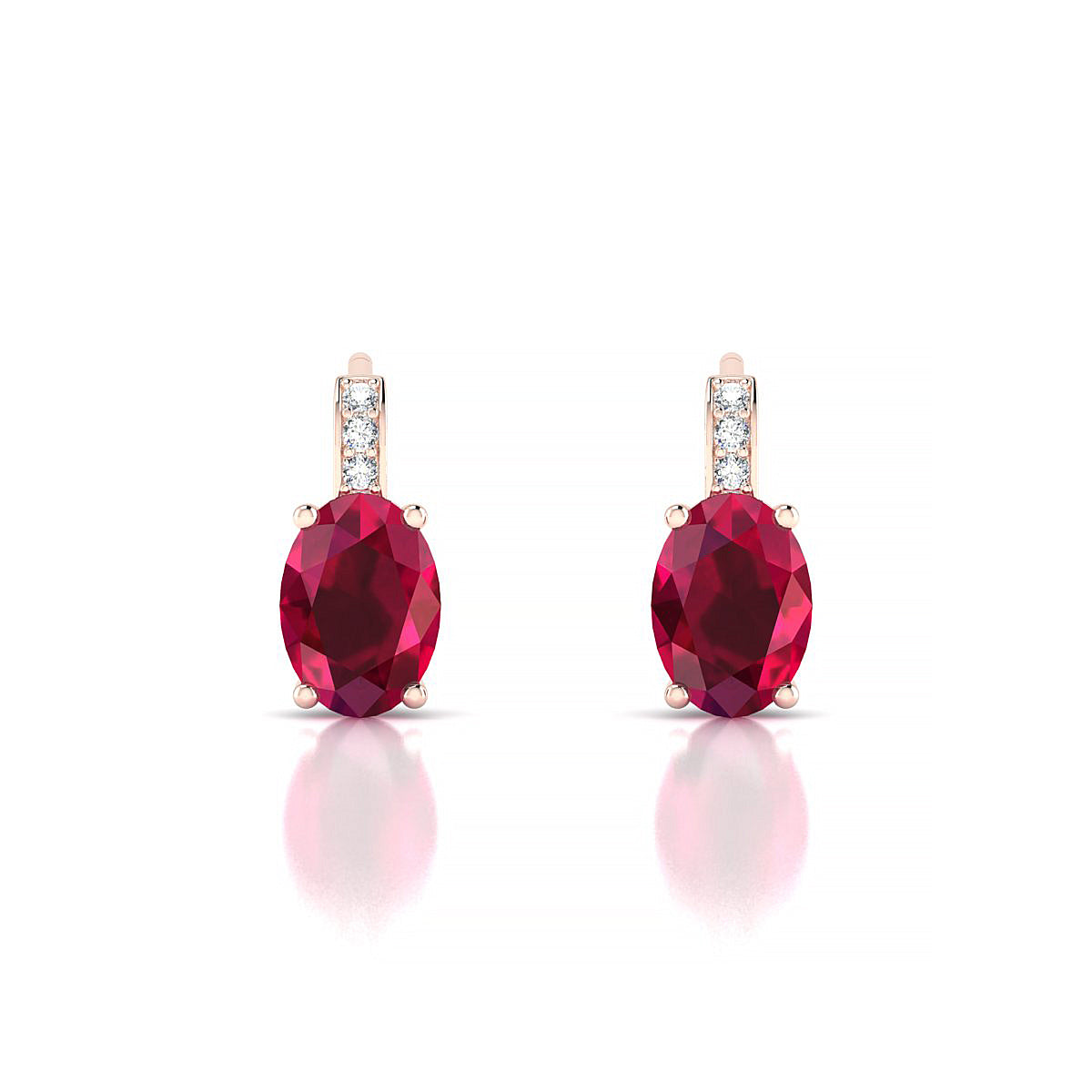 Exquisite | 18k Rose Gold 7 x 5 mm Oval Ruby Earrings