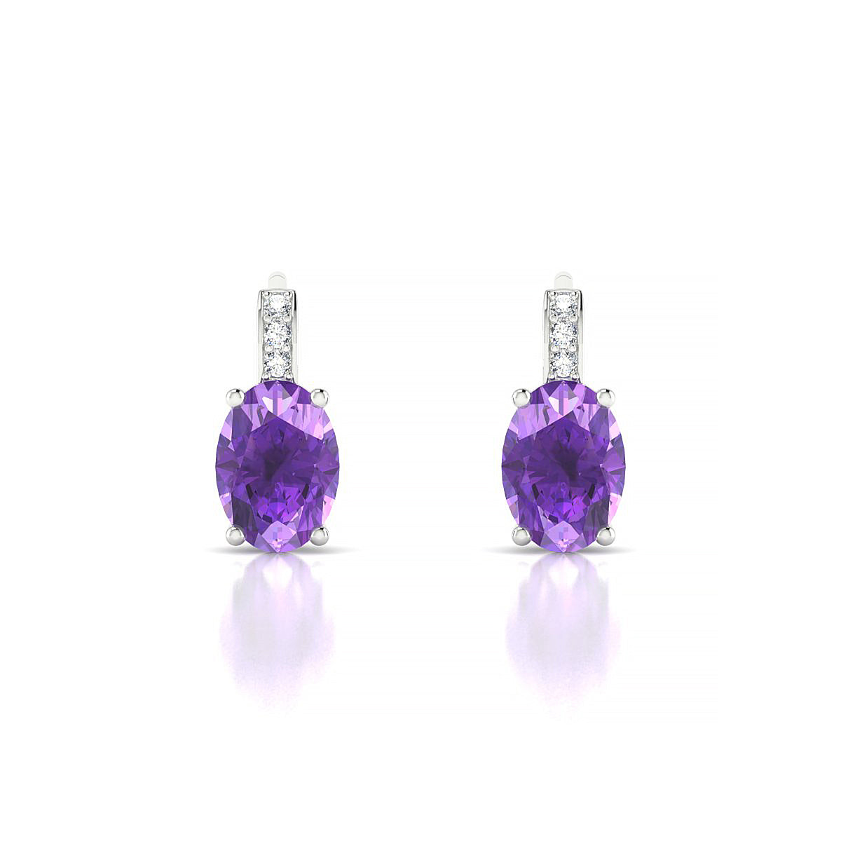 Exquisite | 18k White Gold 7 x 5 mm Oval Amethyst Earrings