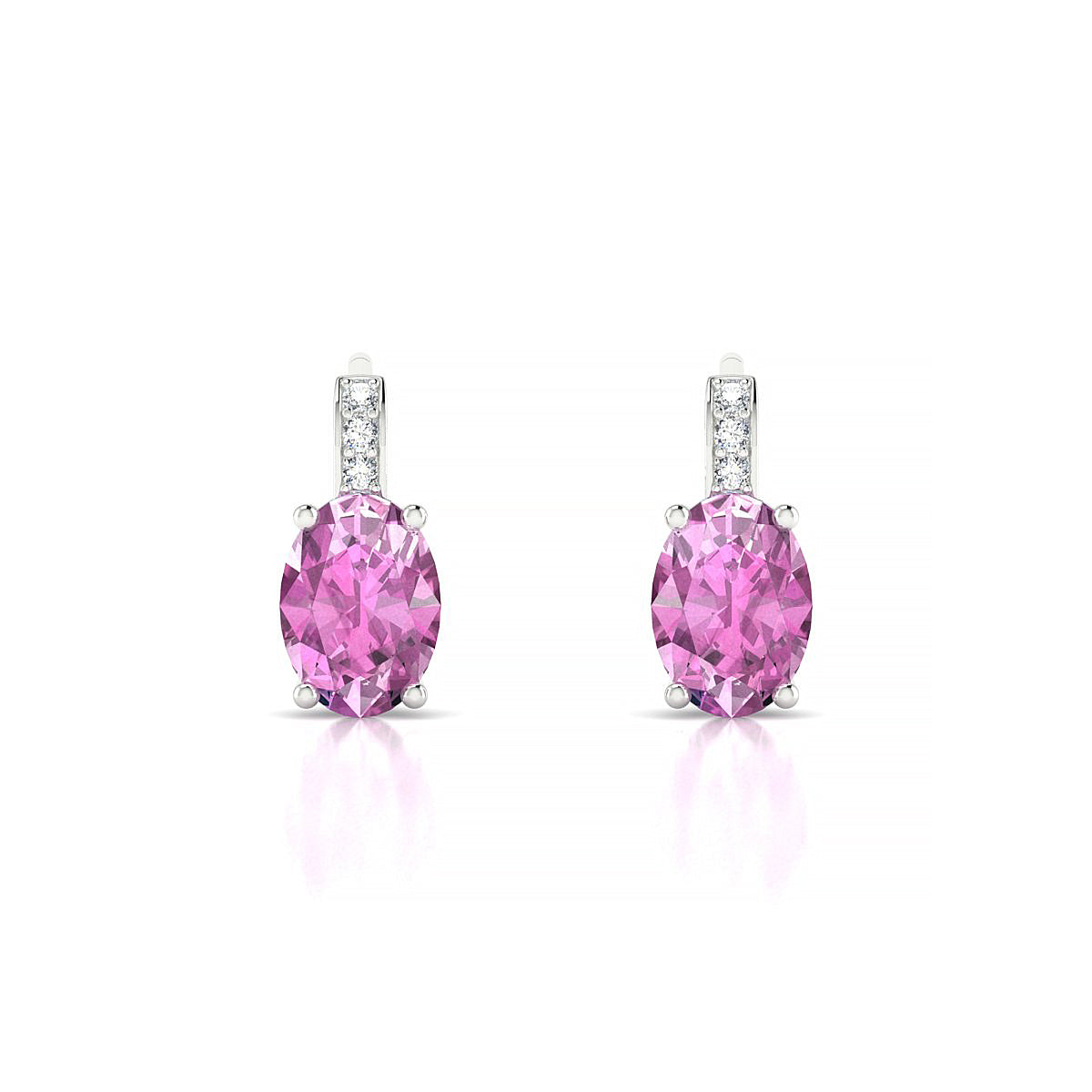 Exquisite | 18k White Gold 7 x 5 mm Oval Pink Sapphire Earrings