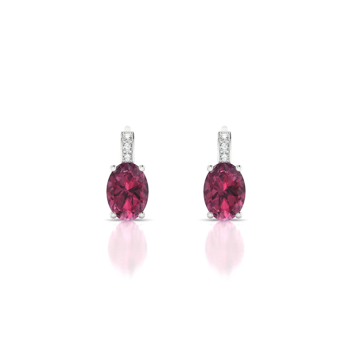 Exquisite | 18k White Gold 7 x 5 mm Oval Rhodolite Earrings