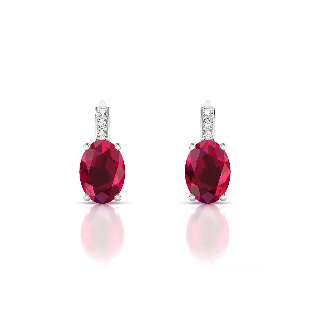 Exquisite | 18k White Gold 7 x 5 mm Oval Ruby Earrings