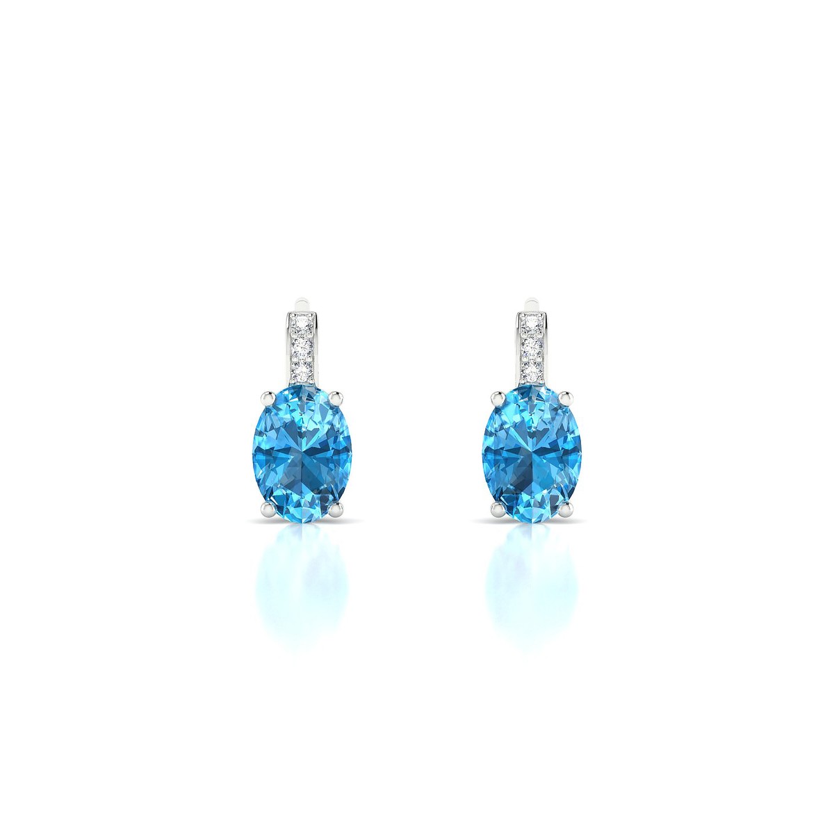 Exquisite | 18k White Gold 7 x 5 mm Oval Topaz Earrings