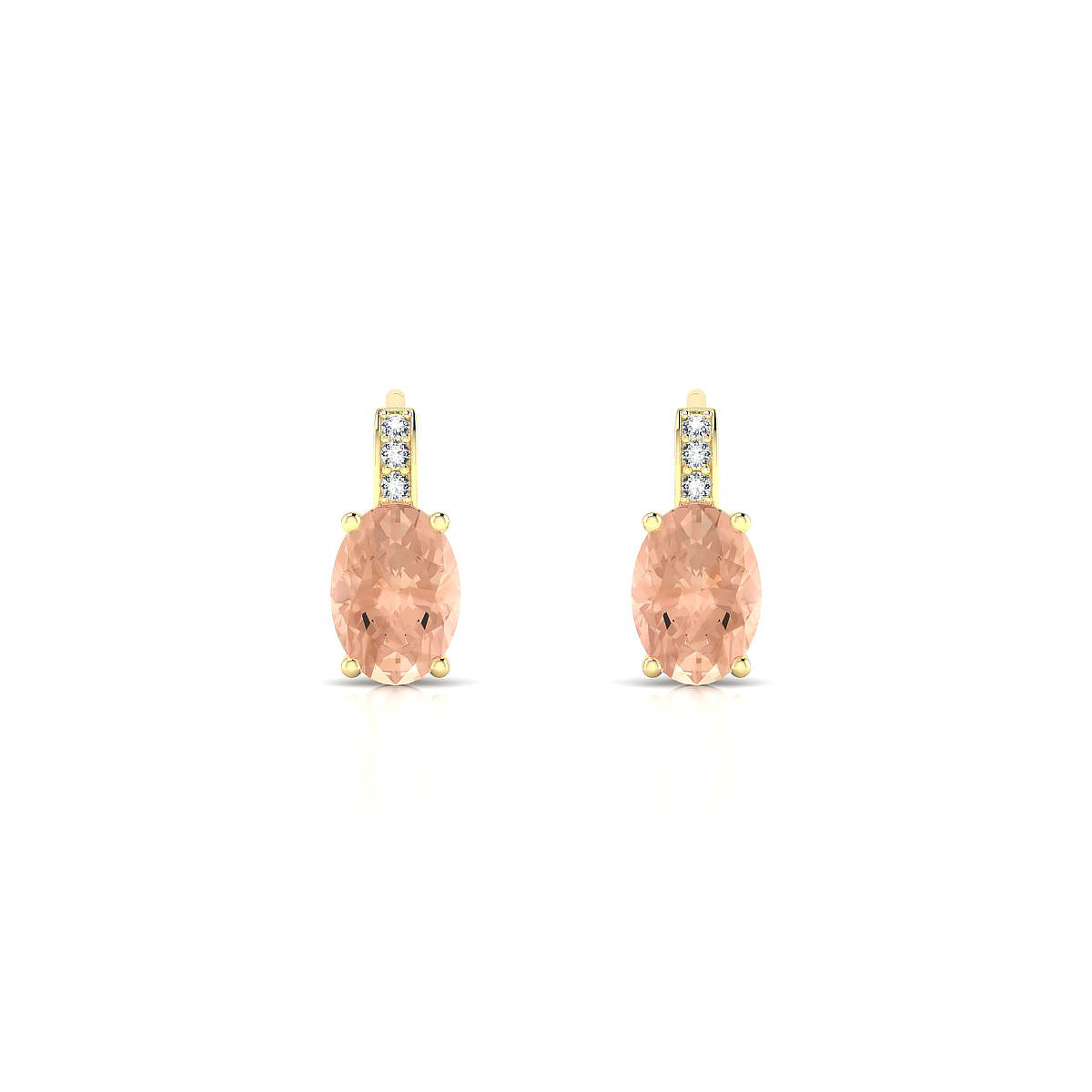 Exquisite | 18k Yellow Gold 7 x 5 mm Oval Morganite Earrings