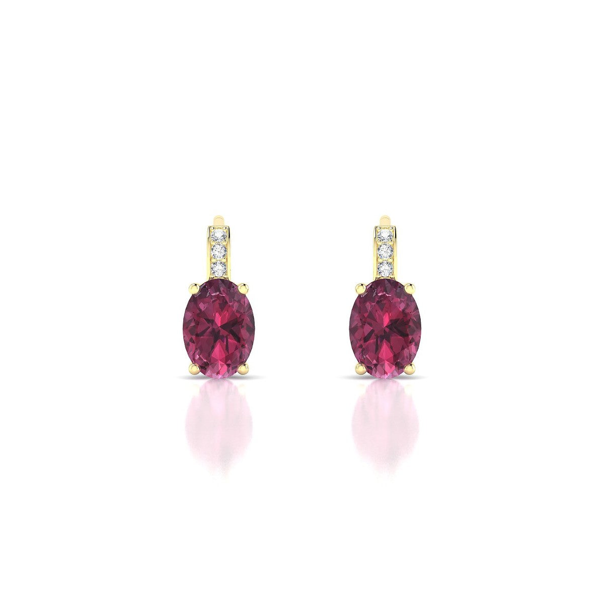 Exquisite | 18k Yellow Gold 7 x 5 mm Oval Rhodolite Earrings