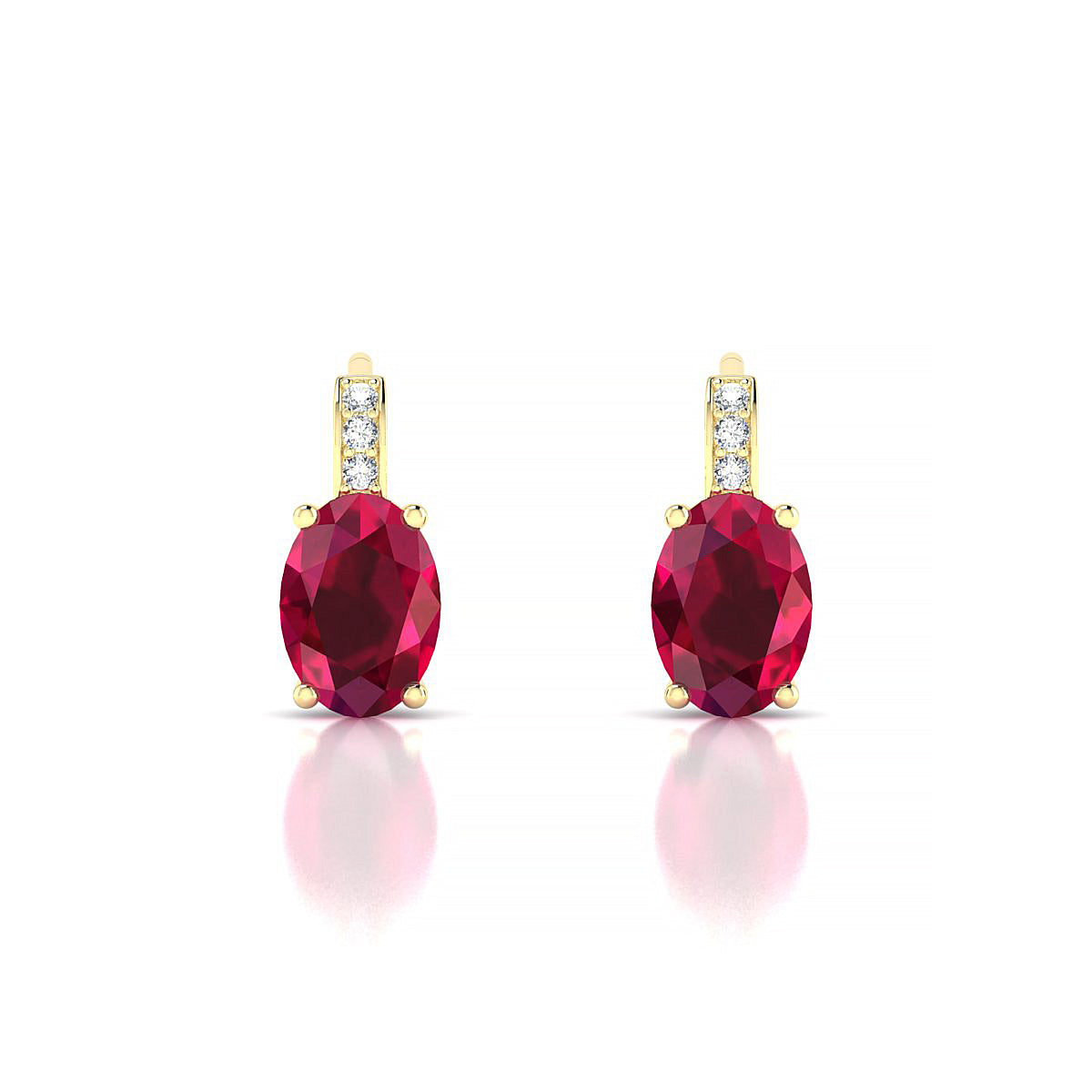 Exquisite | 18k Yellow Gold 7 x 5 mm Oval Ruby Earrings