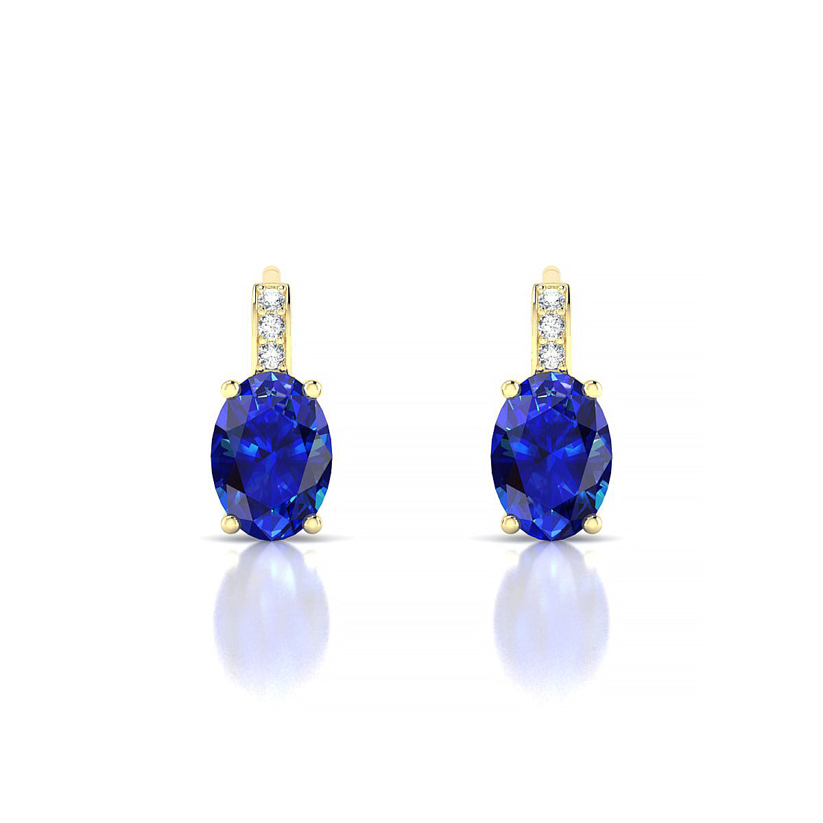 Exquisite | 18k Yellow Gold 7 x 5 mm Oval Sapphire Earrings