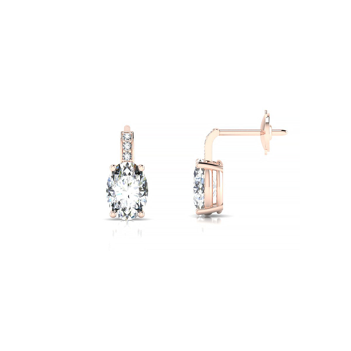 Exquisite | 18k Rose Gold 7 x 5 mm Oval Diamond Earrings