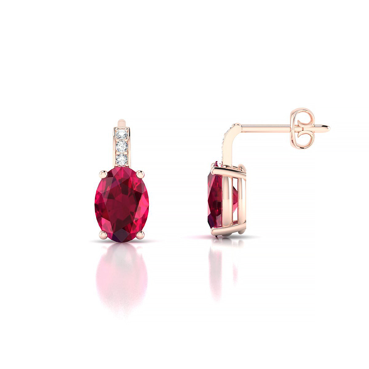 Exquisite | 18k Rose Gold 7 x 5 mm Oval Ruby Earrings