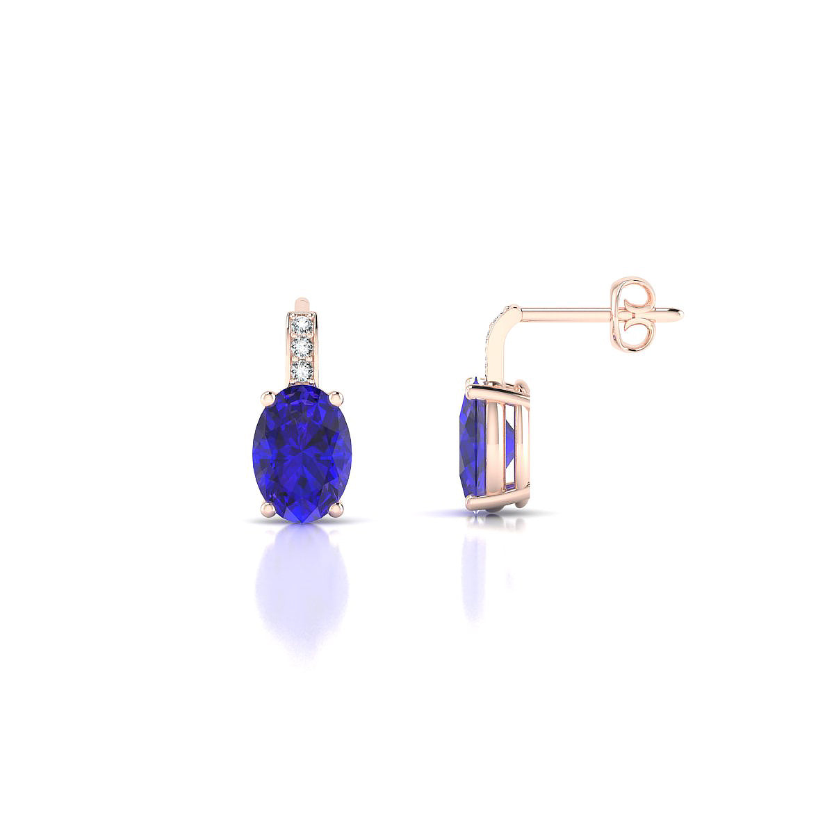 Exquisite | 18k Rose Gold 7 x 5 mm Oval Tanzanite Earrings