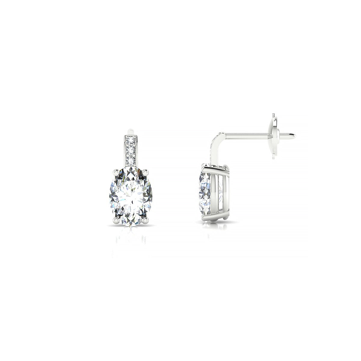 Exquisite | 18k White Gold 7 x 5 mm Oval Diamond Earrings