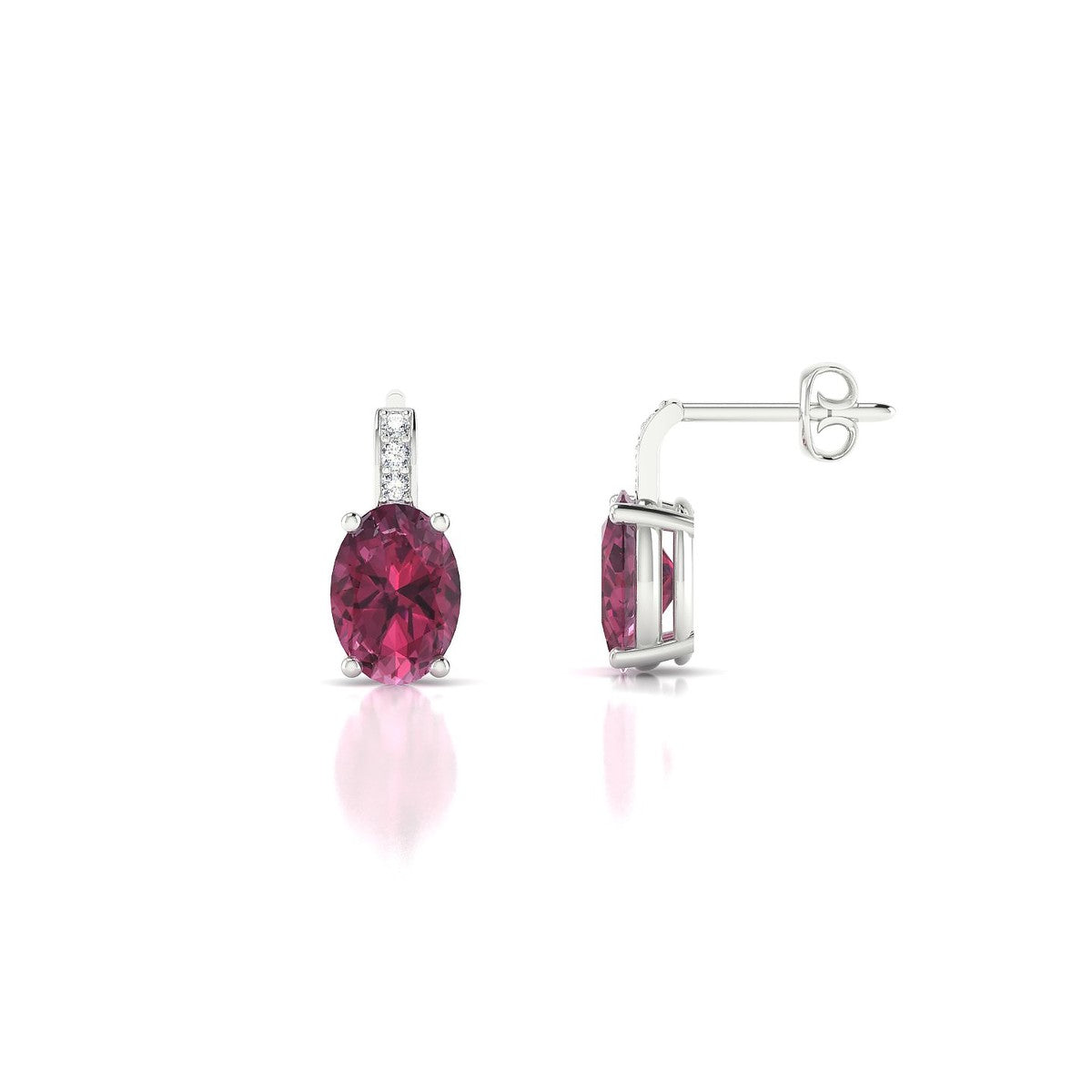 Exquisite | 18k White Gold 7 x 5 mm Oval Rhodolite Earrings