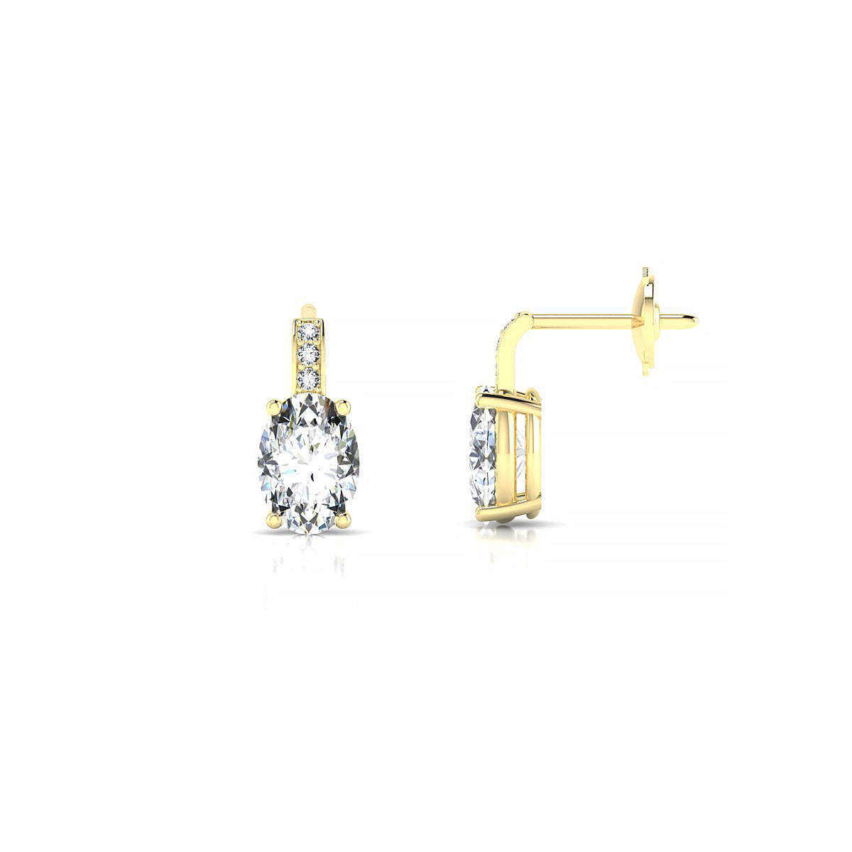 Exquisite | 18k Yellow Gold 7 x 5 mm Oval Diamond Earrings