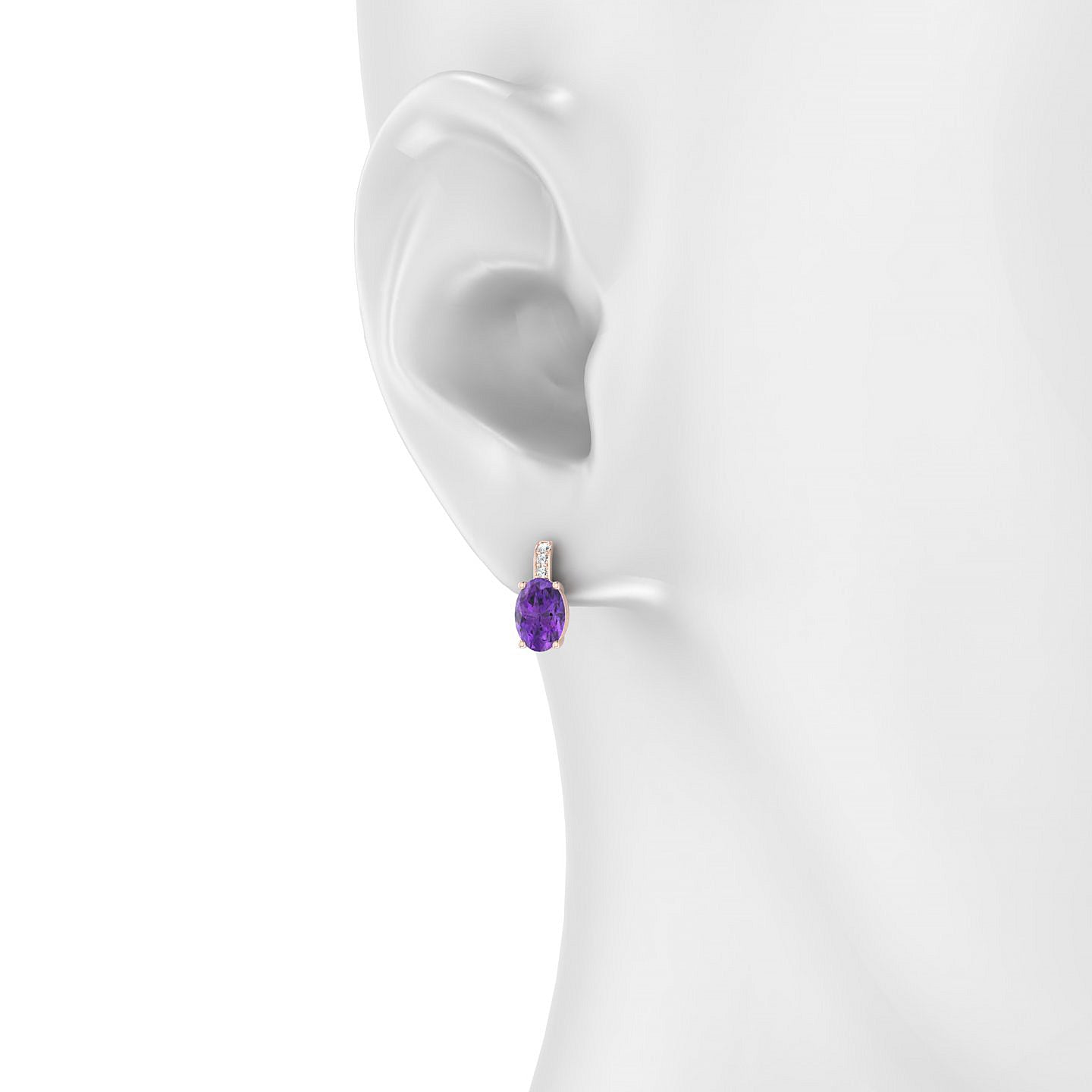 Exquisite | 18k Rose Gold 7 x 5 mm Oval Amethyst Earrings