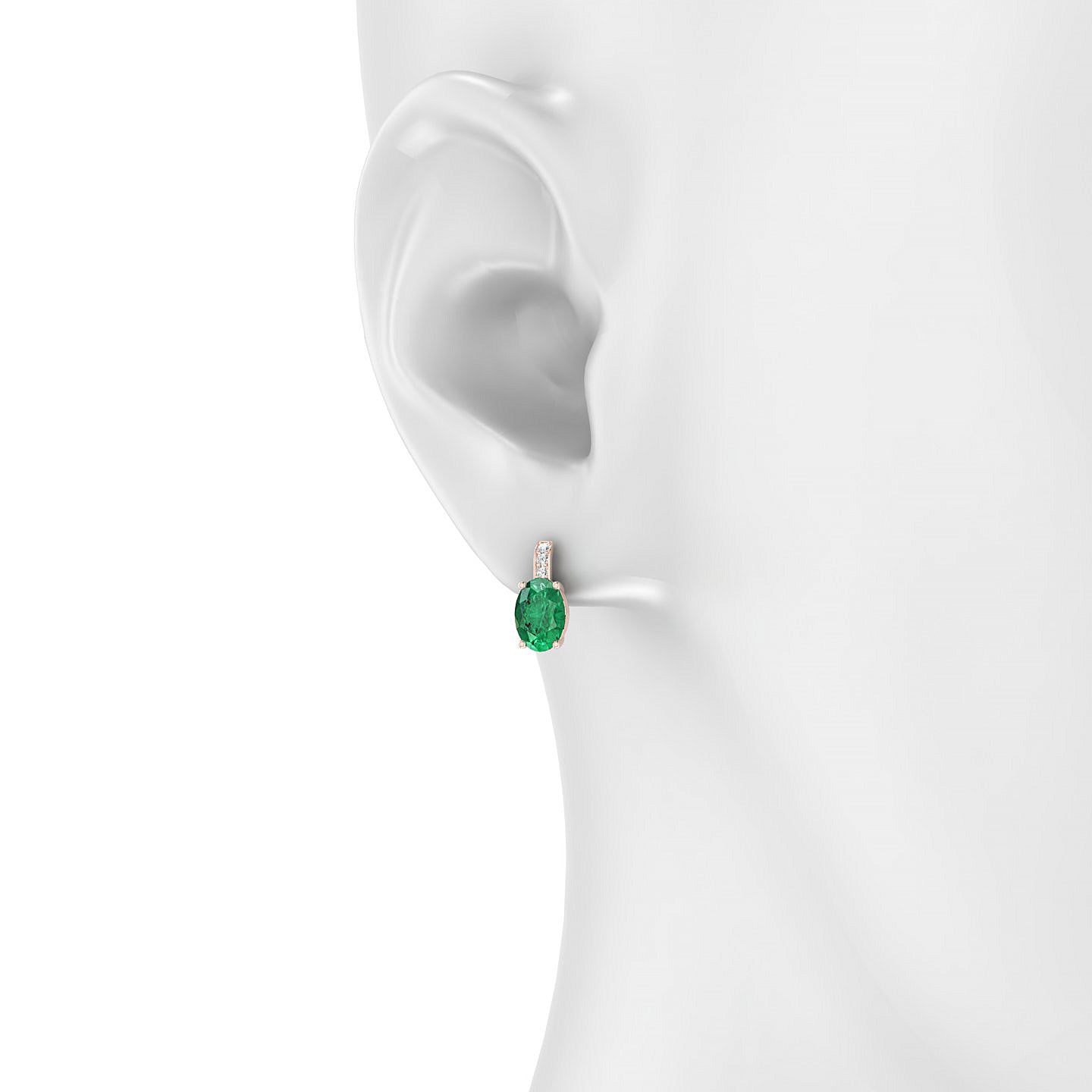 Exquisite | 18k Rose Gold 7 x 5 mm Oval Emerald Earrings
