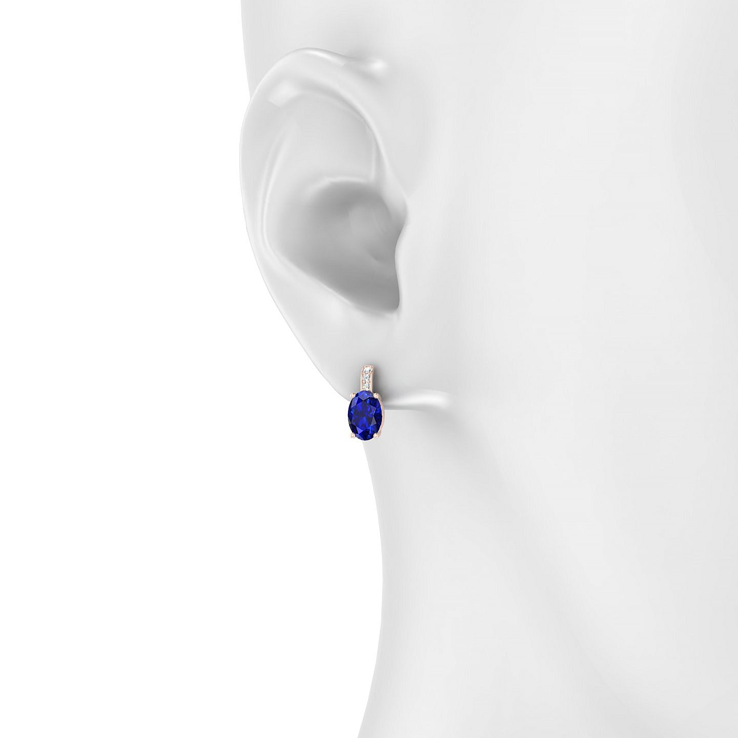 Exquisite | 18k Rose Gold 7 x 5 mm Oval Sapphire Earrings