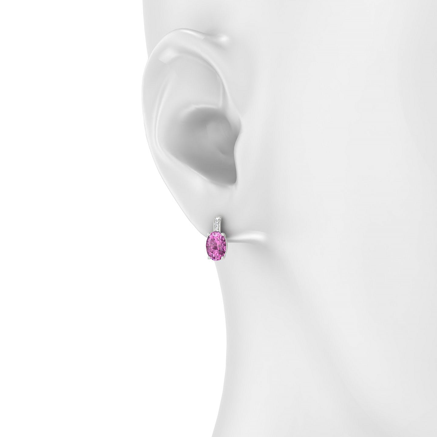 Exquisite | 18k White Gold 7 x 5 mm Oval Pink Sapphire Earrings