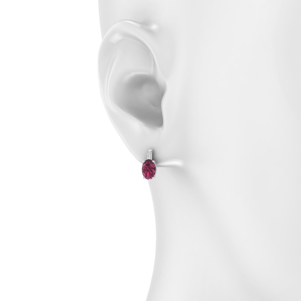 Exquisite | 18k White Gold 7 x 5 mm Oval Rhodolite Earrings