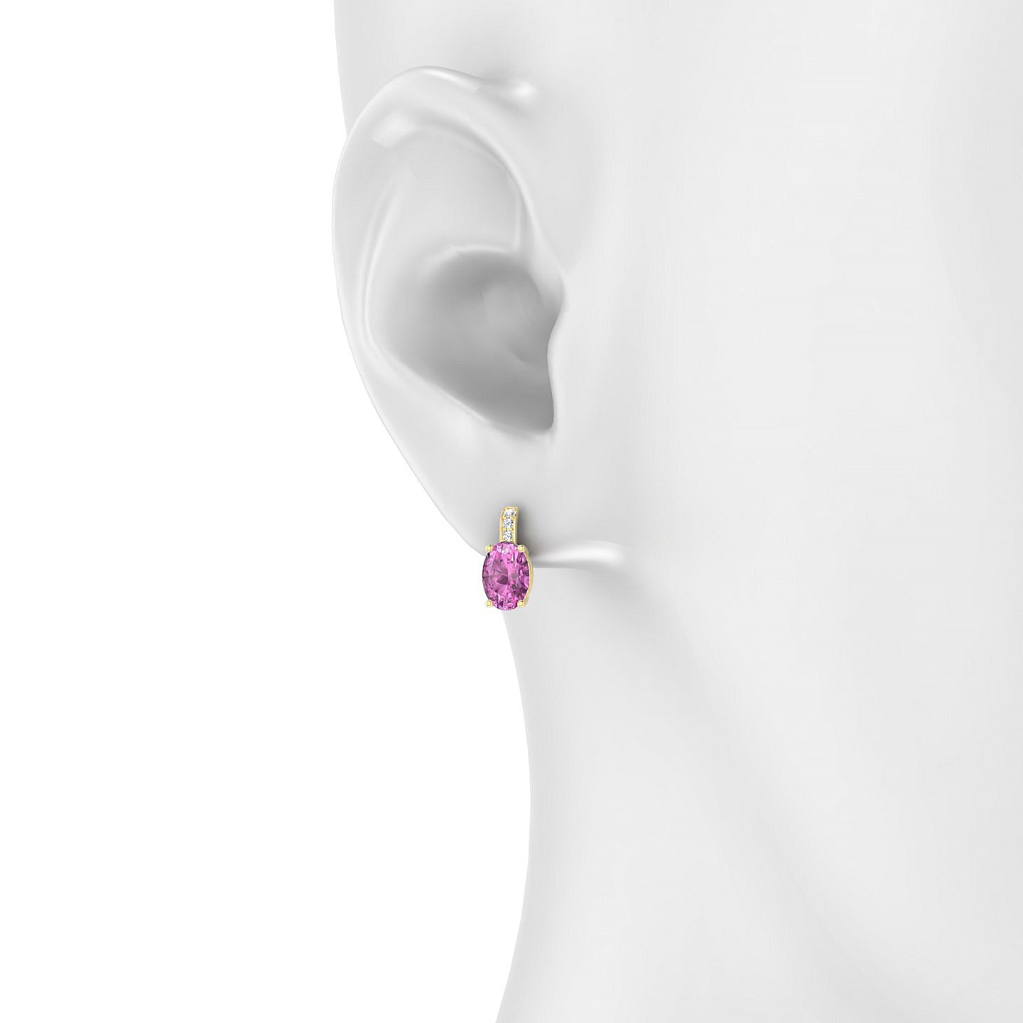 Exquisite | 18k Yellow Gold 7 x 5 mm Oval Pink Sapphire Earrings
