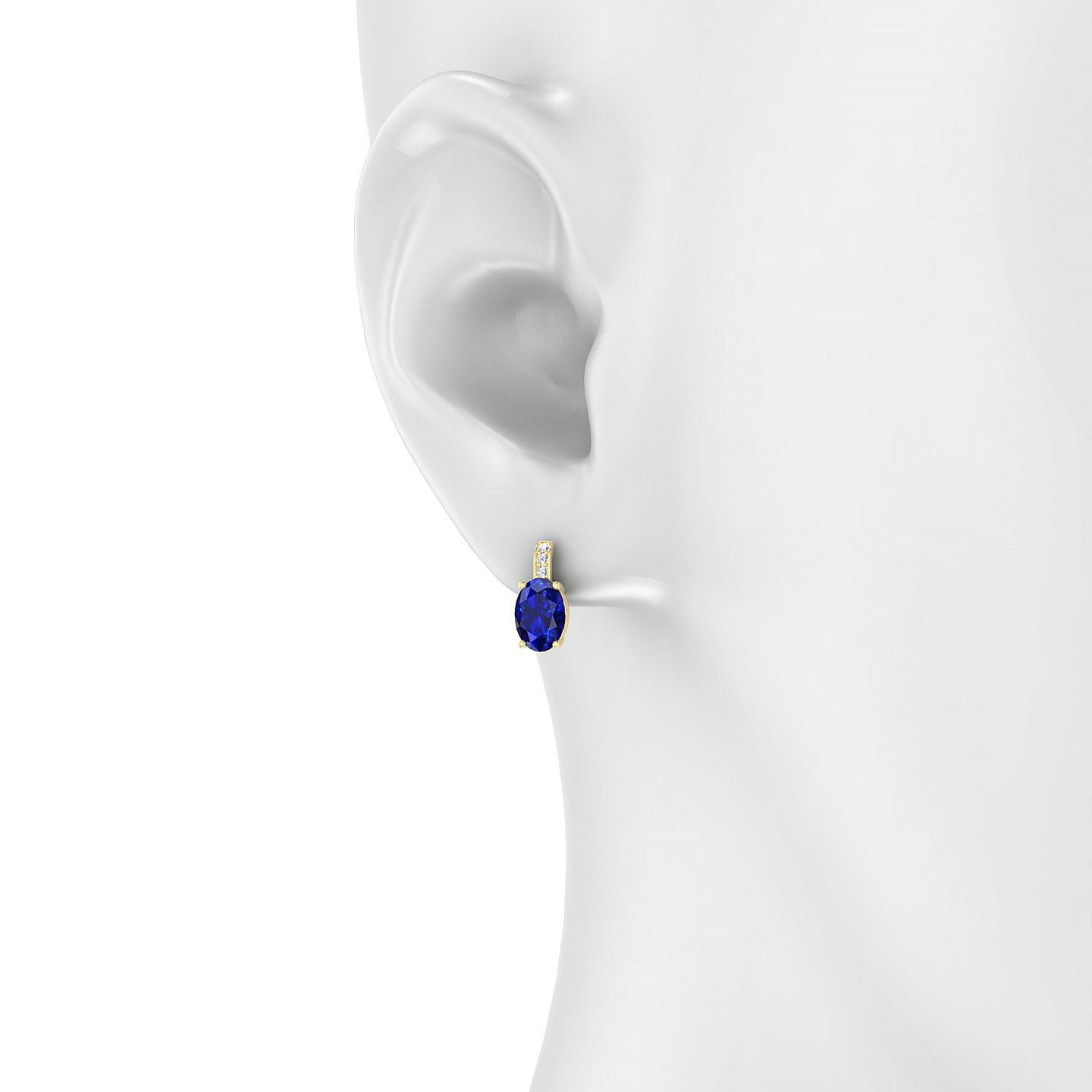 Exquisite | 18k Yellow Gold 7 x 5 mm Oval Sapphire Earrings