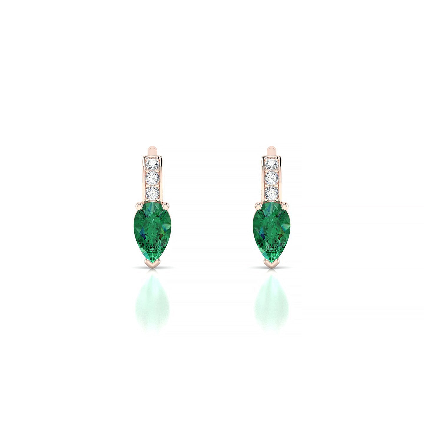 Exquisite | 18k Rose Gold 5 x 3 mm Pear Emerald Earrings