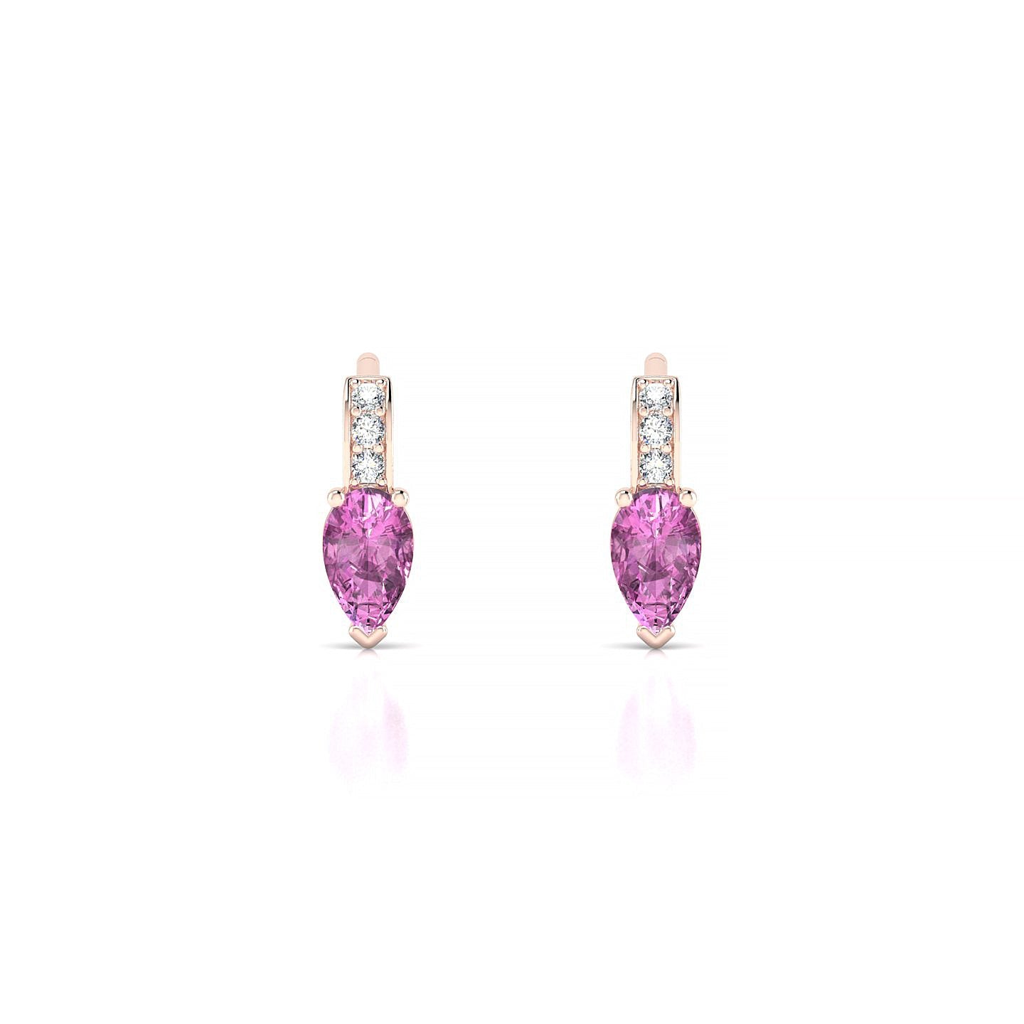 Exquisite | 18k Rose Gold 5 x 3 mm Pear Pink Sapphire Earrings