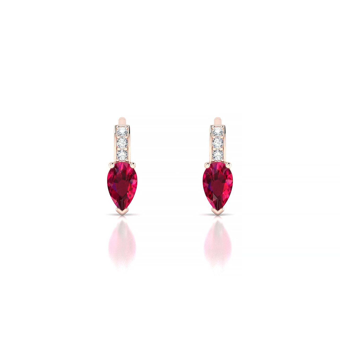 Exquisite | 18k Rose Gold 5 x 3 mm Pear Ruby Earrings