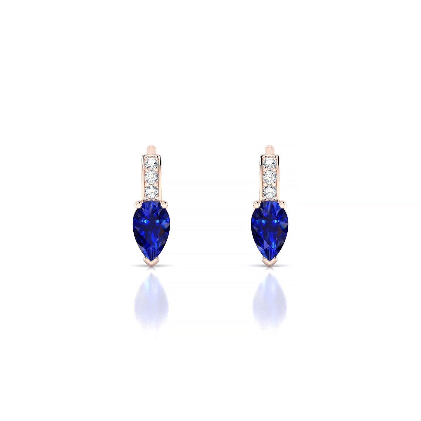 Exquisite | 18k Rose Gold 5 x 3 mm Pear Sapphire Earrings