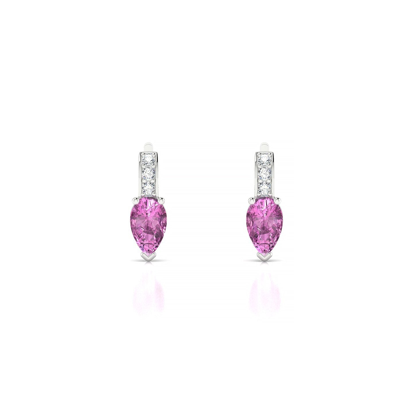 Exquisite | 18k White Gold 5 x 3 mm Pear Pink Sapphire Earrings
