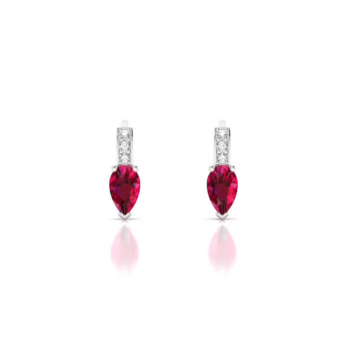 Exquisite | 18k White Gold 5 x 3 mm Pear Ruby Earrings