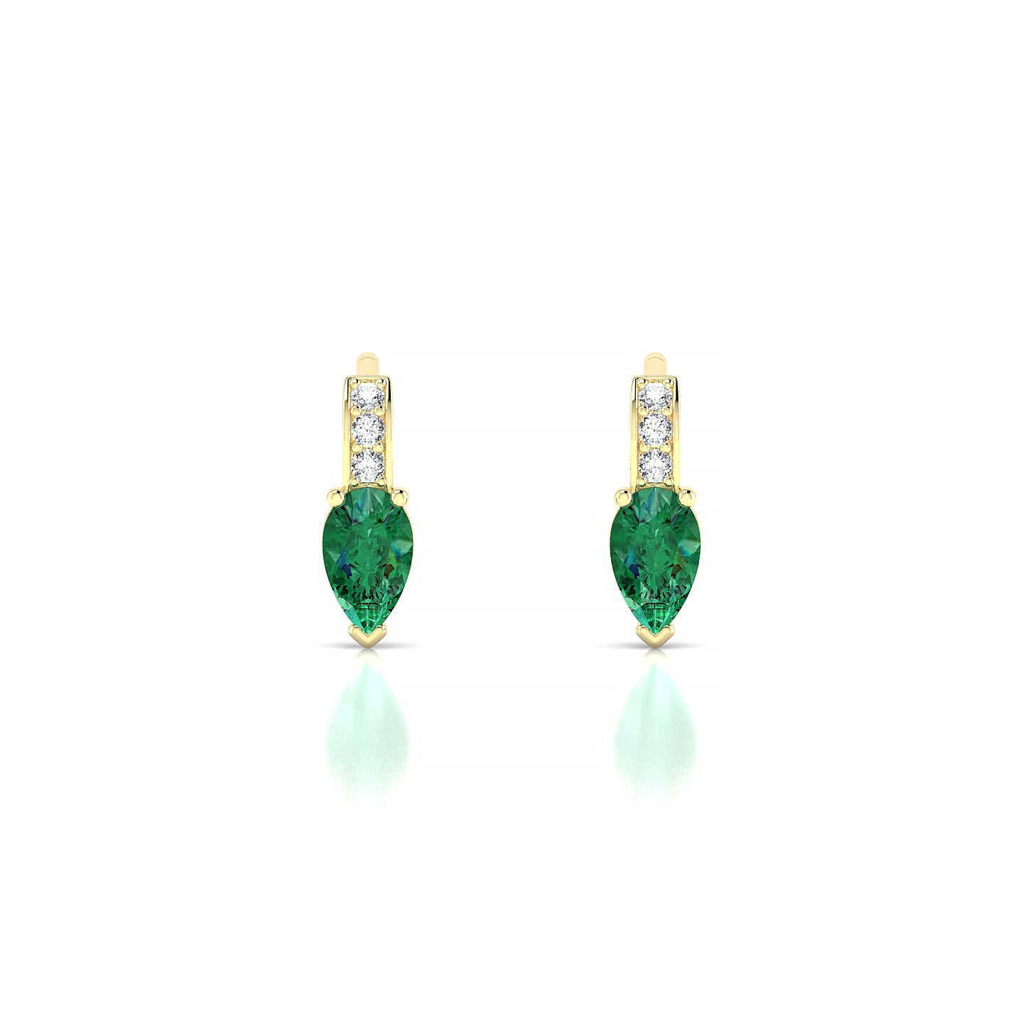 Exquisite | 18k Yellow Gold 5 x 3 mm Pear Emerald Earrings
