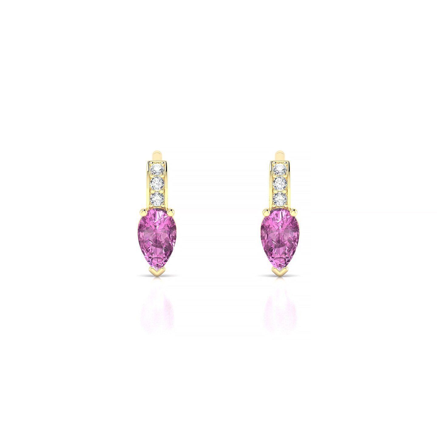 Exquisite | 18k Yellow Gold 5 x 3 mm Pear Pink Sapphire Earrings