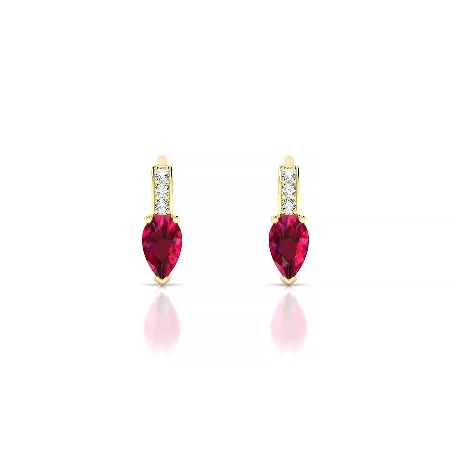 Exquisite | 18k Yellow Gold 5 x 3 mm Pear Ruby Earrings