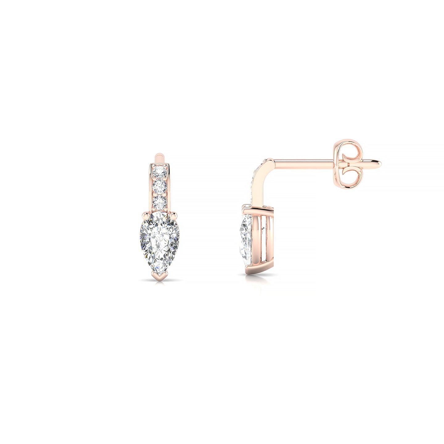 Exquisite | 18k Rose Gold 5 x 3 mm Pear Diamond Earrings