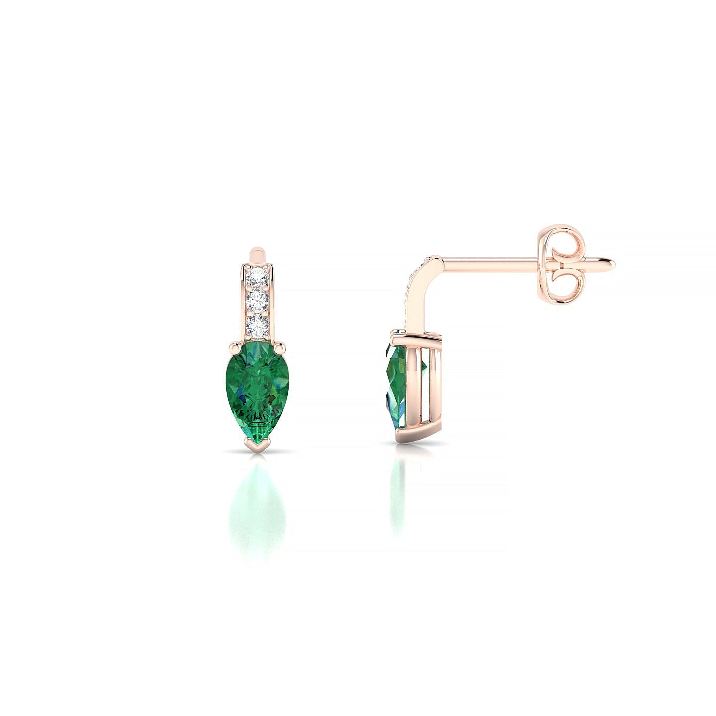 Exquisite | 18k Rose Gold 5 x 3 mm Pear Emerald Earrings