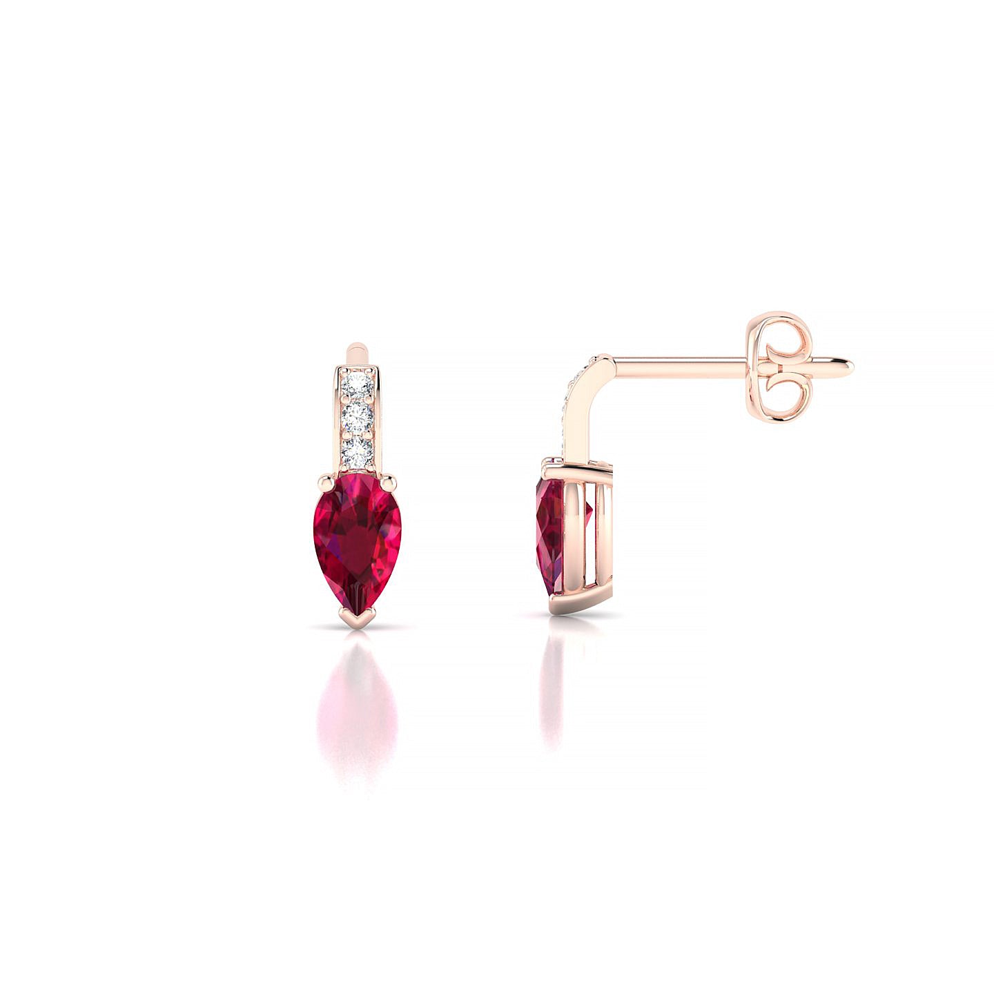 Exquisite | 18k Rose Gold 5 x 3 mm Pear Ruby Earrings