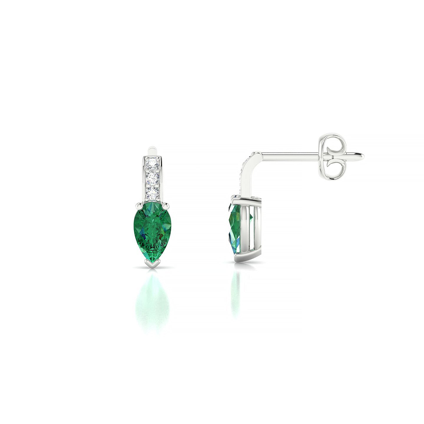 Exquisite | 18k White Gold 5 x 3 mm Pear Emerald Earrings