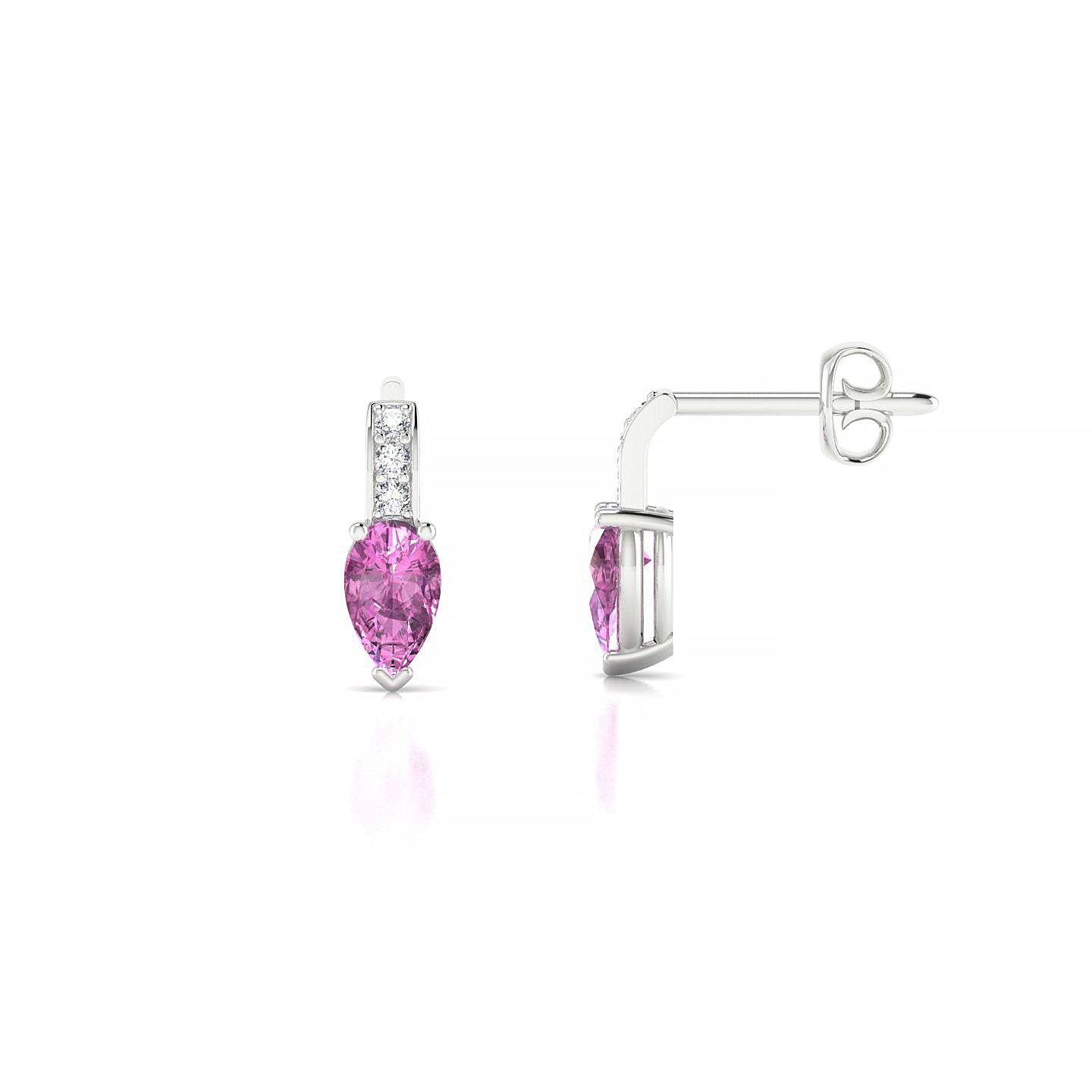 Exquisite | 18k White Gold 5 x 3 mm Pear Pink Sapphire Earrings