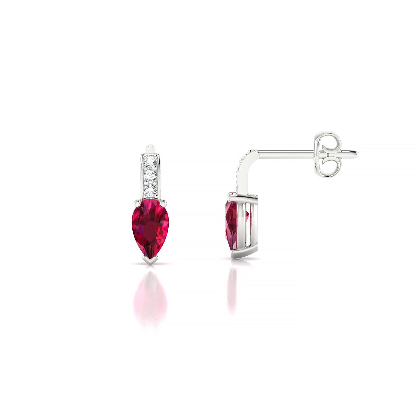 Exquisite | 18k White Gold 5 x 3 mm Pear Ruby Earrings