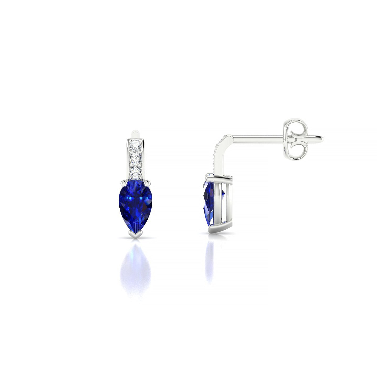 Exquisite | 18k White Gold 5 x 3 mm Pear Sapphire Earrings