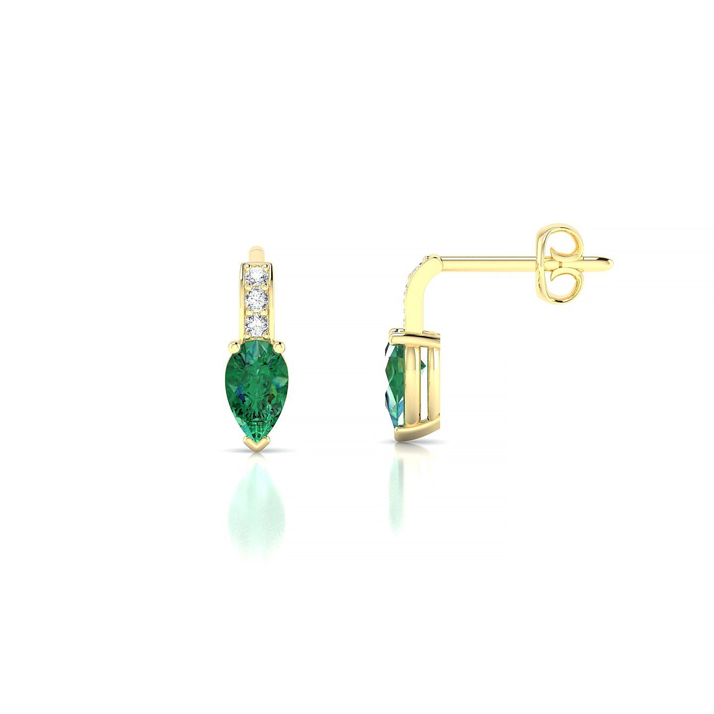 Exquisite | 18k Yellow Gold 5 x 3 mm Pear Emerald Earrings