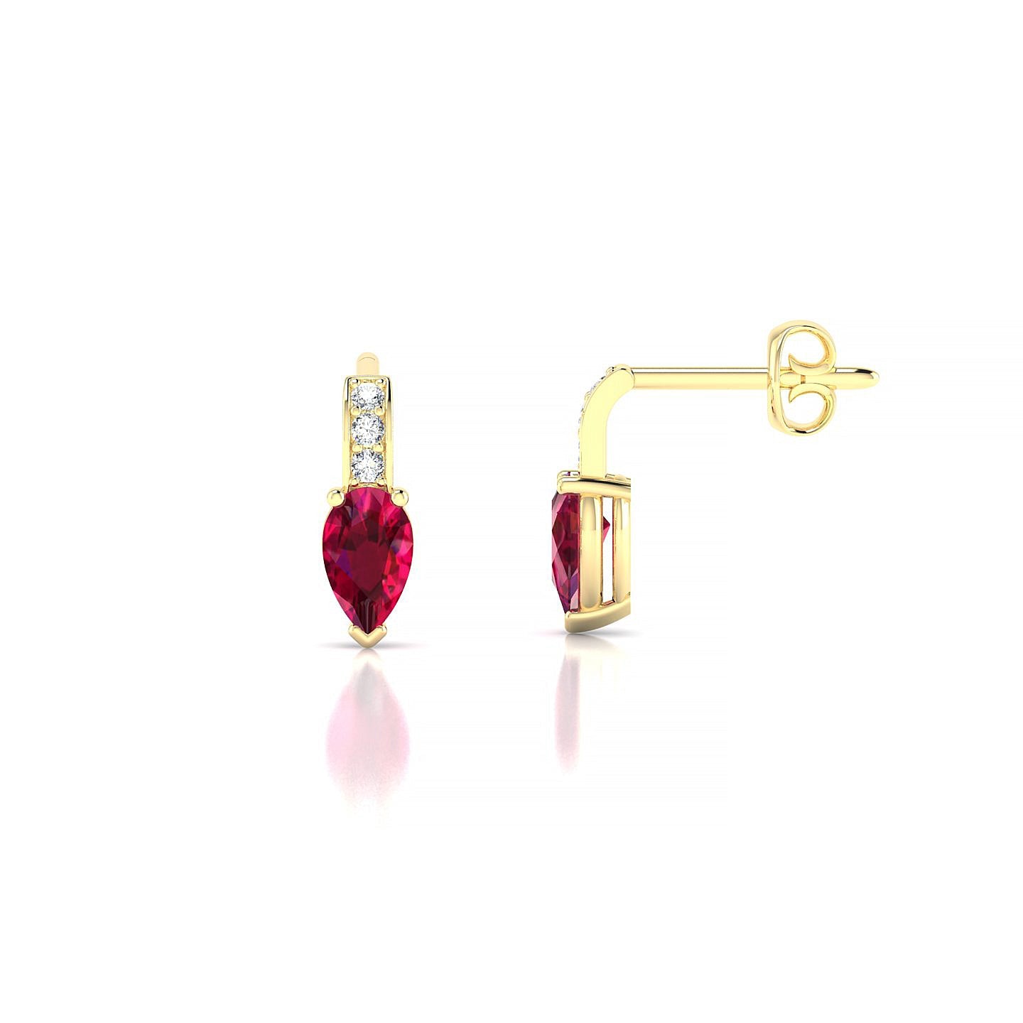 Exquisite | 18k Yellow Gold 5 x 3 mm Pear Ruby Earrings