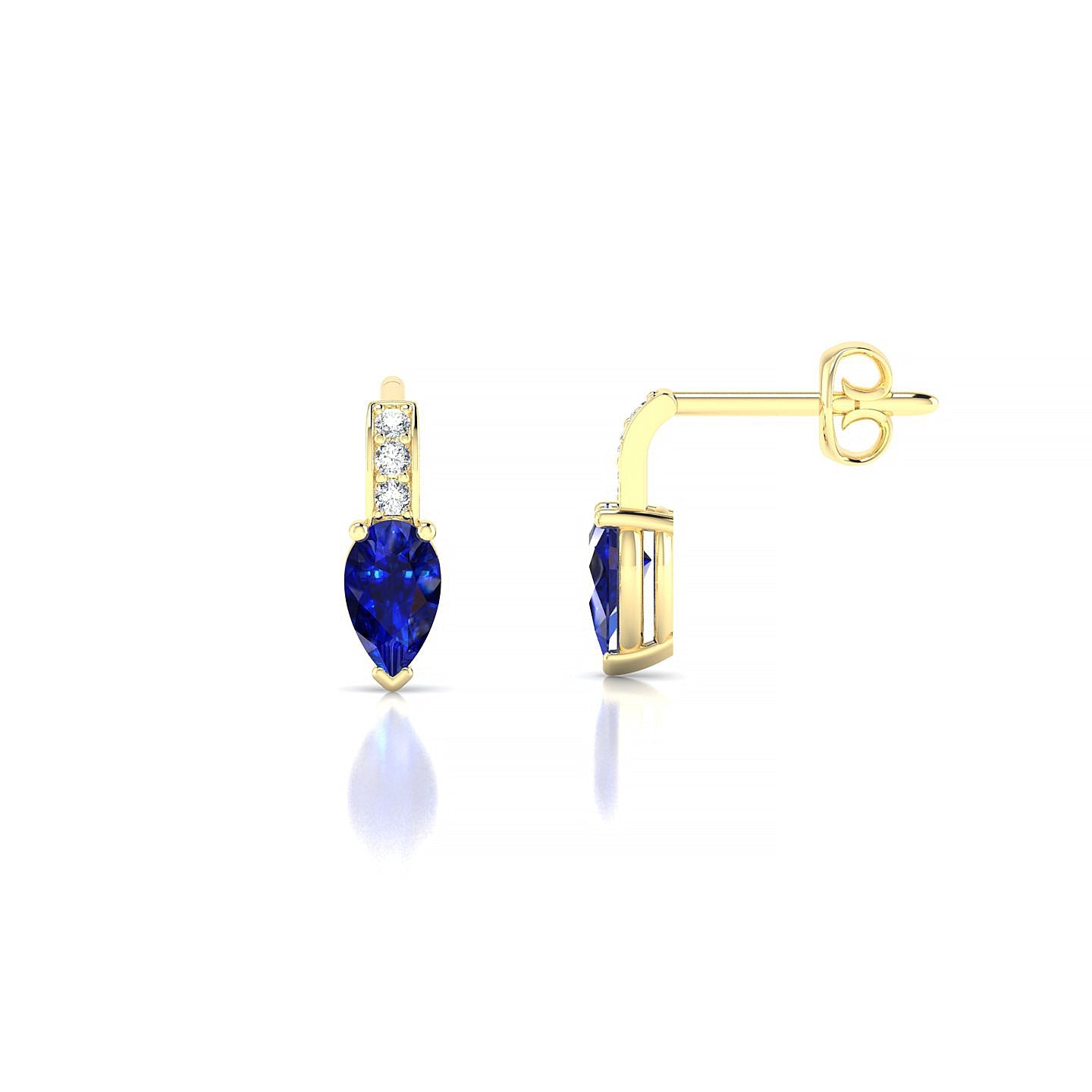 Exquisite | 18k Yellow Gold 5 x 3 mm Pear Sapphire Earrings
