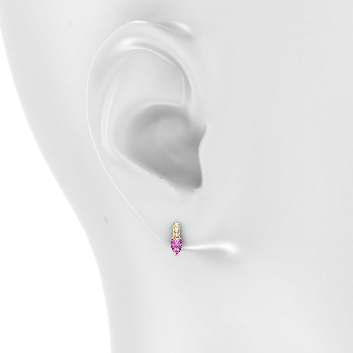 Exquisite | 18k Yellow Gold 5 x 3 mm Pear Pink Sapphire Earrings